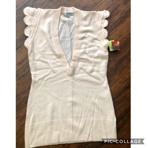 Beth Bowley Cream Deep V Plunge Sweater
